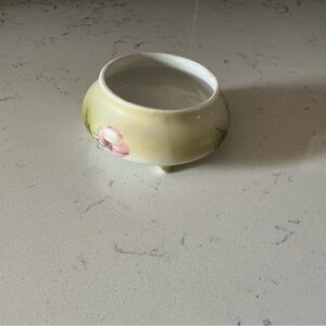 Vintage hand painted Nippon porcelain 3 footed small floral bowl retro